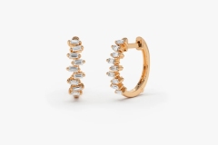 Landou Jewelry 14K Gold Plated Horizontal Set Mini Baguette Cubic Zirconia Huggie Earrings for Women