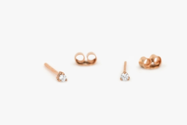 Landou Jewelry 925 Sterling Silver 14K Gold Plated Mini Single Stone CZ Studs Earrings