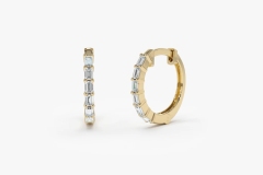 Landou Jewelry 14K Gold Plated Mini Baguette Huggie Earrings for Women 925 Sterling Silver