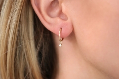 Landou Jewelry 14K Gold Plated Hoop with Dangling Cubic Zirconia Earrings for Women for Girl 925 Sterling Silver
