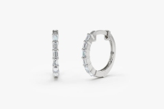 Landou Jewelry 14K Gold Plated Mini Baguette Huggie Earrings for Women 925 Sterling Silver