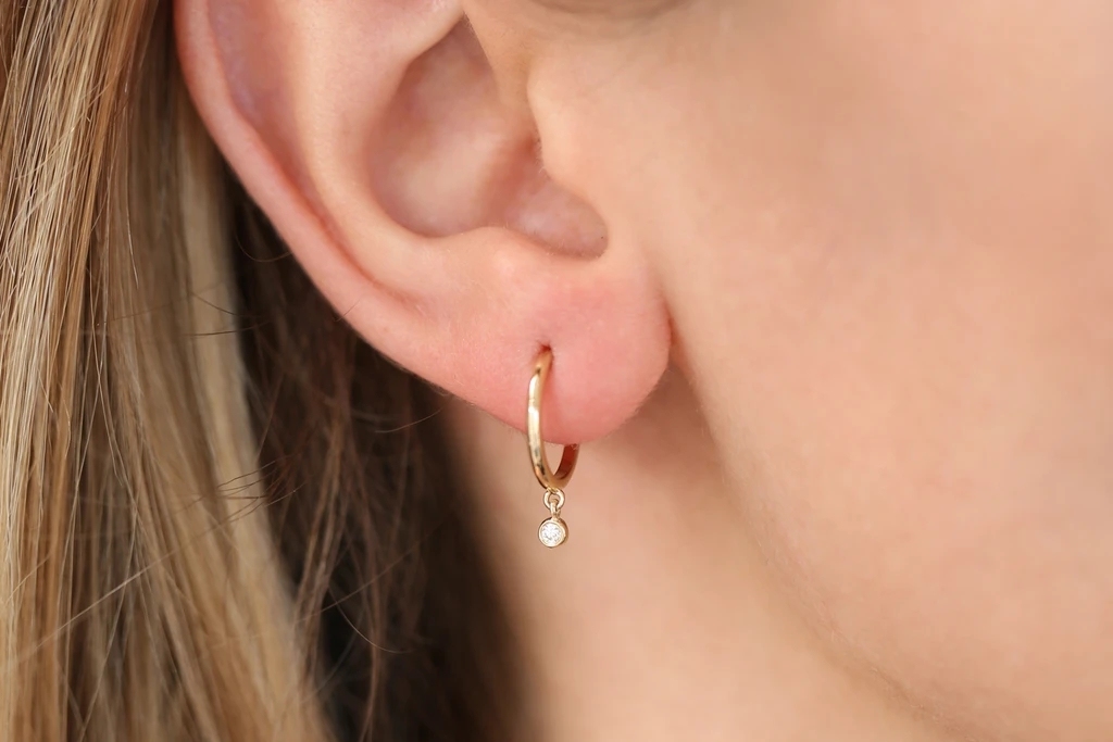 Landou Jewelry 14K Gold Plated Hoop with Dangling Cubic Zirconia Earrings for Women for Girl 925 Sterling Silver