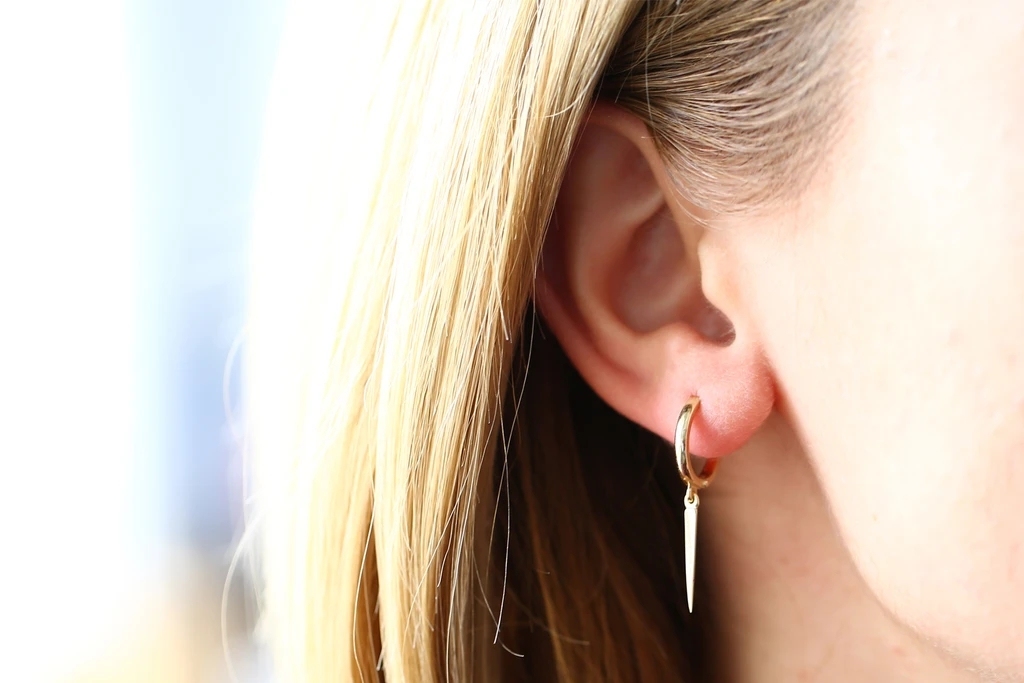 Landou Jewelry 14K Gold Plated Drop Single Spike Earrings 925 Sterling Silver