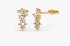 Landou Jewelry 14K Gold Plated Cubic Zirconia Cluster Earrings 925 Sterling Silver
