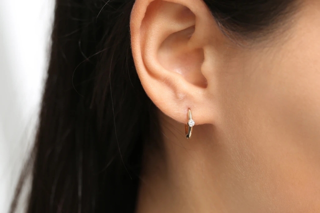 Landou Jewelry 14K Gold Plated Bezel Set Cubic Zirconia Hoops Earrings for Women
