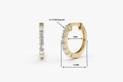 Landou Jewelry 14K Gold Plated Mini Baguette Huggie Earrings for Women 925 Sterling Silver