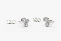Landou Jewelry 14K Gold Plated Graduated Cubic Zirconia Stud Earrings 925 Sterling Silver