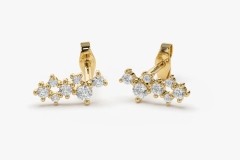 Landou Jewelry 14K Gold Plated Cubic Zirconia Cluster Earrings 925 Sterling Silver