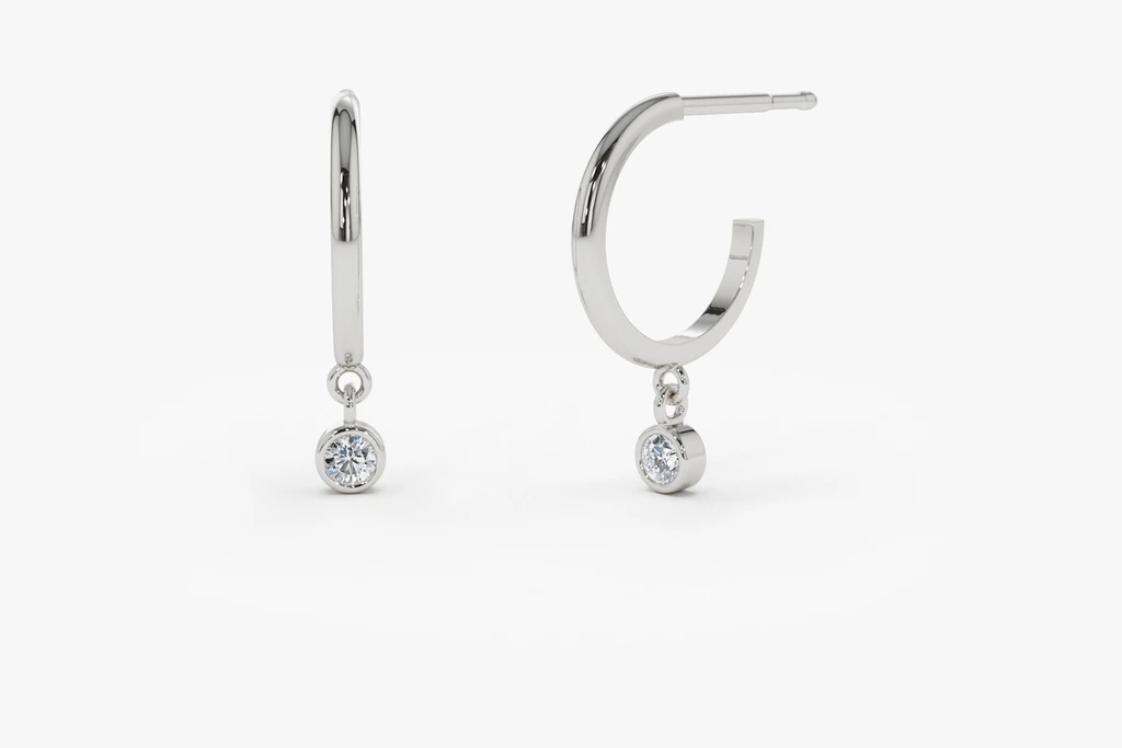 Landou Jewelry 14K Gold Plated Hoop with Dangling Cubic Zirconia Earrings for Women for Girl 925 Sterling Silver