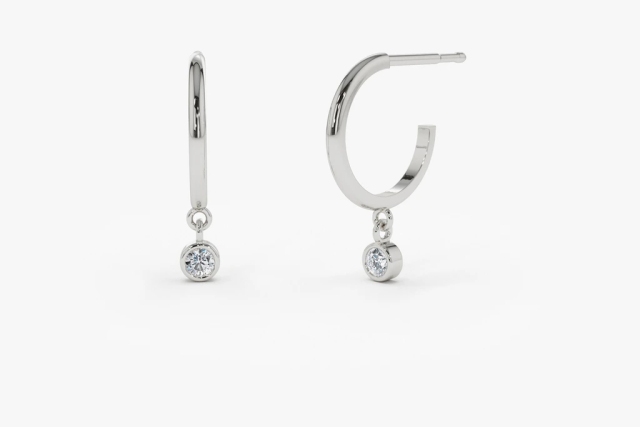 Landou Jewelry 14K Gold Plated Hoop with Dangling Cubic Zirconia Earrings for Women for Girl 925 Sterling Silver