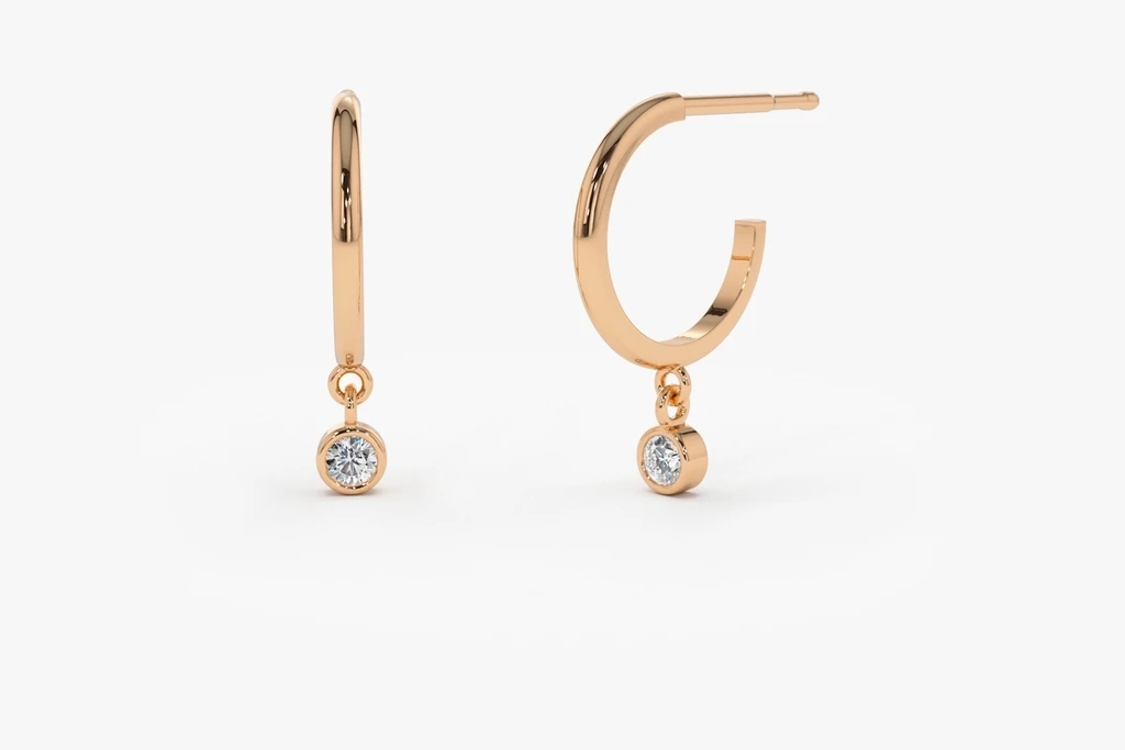 Landou Jewelry 14K Gold Plated Hoop with Dangling Cubic Zirconia Earrings for Women for Girl 925 Sterling Silver
