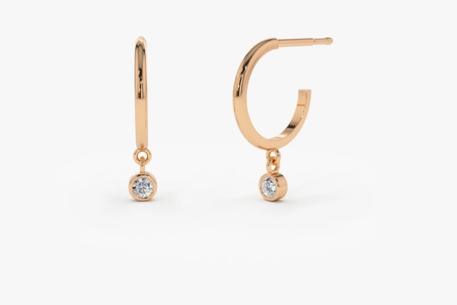 Landou Jewelry 14K Gold Plated Hoop with Dangling Cubic Zirconia Earrings for Women for Girl 925 Sterling Silver