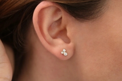 Landou Jewelry 14K Gold Plated Graduated Cubic Zirconia Stud Earrings 925 Sterling Silver