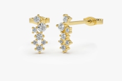Landou Jewelry 14K Gold Plated Cubic Zirconia Cluster Earrings 925 Sterling Silver
