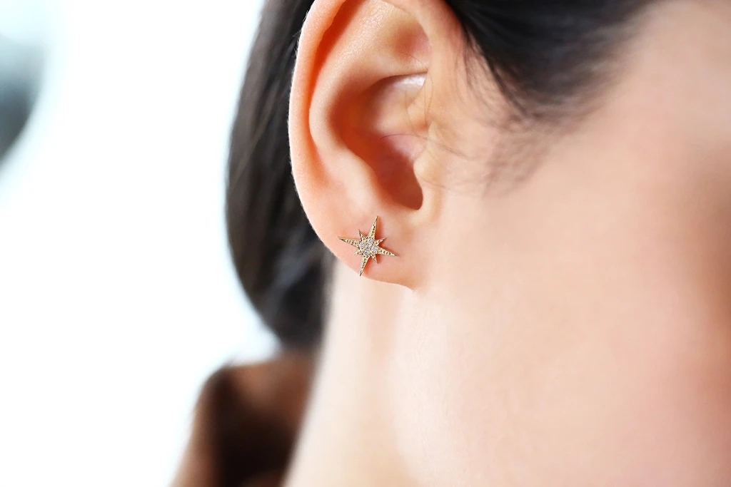Landou Jewelry 14K Gold Plated Starburst Cubic Zirconia Earrings 925 Sterling Silver