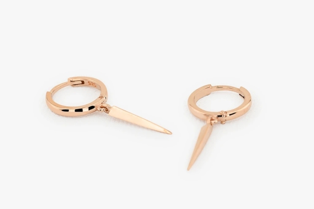 Landou Jewelry 14K Gold Plated Drop Single Spike Earrings 925 Sterling Silver