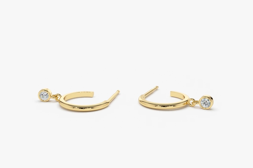 Landou Jewelry 14K Gold Plated Hoop with Dangling Cubic Zirconia Earrings for Women for Girl 925 Sterling Silver