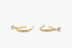 Landou Jewelry 14K Gold Plated Hoop with Dangling Cubic Zirconia Earrings for Women for Girl 925 Sterling Silver