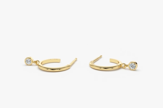 Landou Jewelry 14K Gold Plated Hoop with Dangling Cubic Zirconia Earrings for Women for Girl 925 Sterling Silver