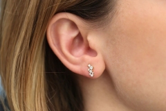 Landou Jewelry 14K Gold Plated Cubic Zirconia Cluster Earrings 925 Sterling Silver