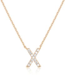 Landou Jewelry 925 Sterling Silver 18K Gold Plated Cubic Zirconia Letter X Necklace