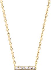 Landou Jewelry 925 Sterling Silver Cubic Zirconia Mini Style Bar Necklace