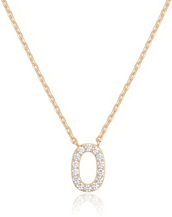 Landou Jewelry 925 Sterling Silver 18K Gold Plated Cubic Zirconia Letter O Necklace