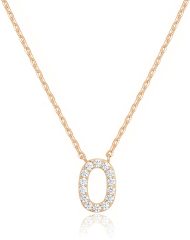 Landou Jewelry 925 Sterling Silver 18K Gold Plated Cubic Zirconia Letter O Necklace