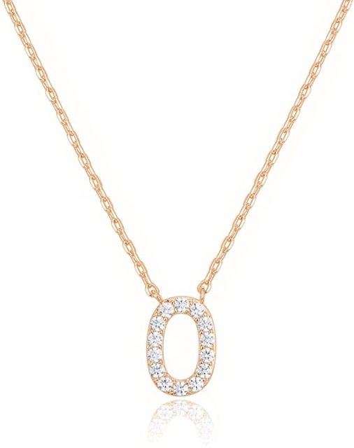 Landou Jewelry 925 Sterling Silver 18K Gold Plated Cubic Zirconia Letter O Necklace