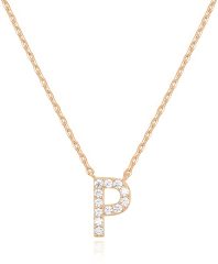 Landou Jewelry 925 Sterling Silver 18K Gold Plated Cubic Zirconia Letter P Necklace