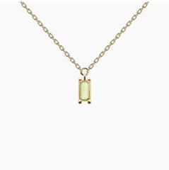 Landou Jewelry 925 Sterling Silver Baguette Solitaire Cubic Zirconia Necklace for Women