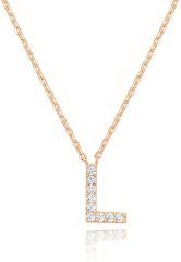 Landou Jewelry 925 Sterling Silver 18K Gold Plated Cubic Zirconia Letter L Necklace