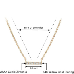 Landou Jewelry 925 Sterling Silver Cubic Zirconia Mini Style Bar Necklace