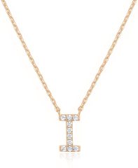 Landou Jewelry 925 Sterling Silver 18K Gold Plated Cubic Zirconia Letter I Necklace