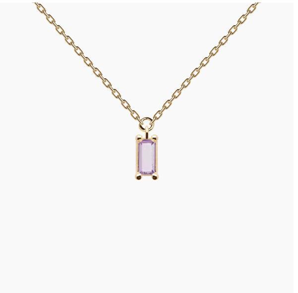 Landou Jewelry 925 Sterling Silver Baguette Solitaire Cubic Zirconia Necklace for Women