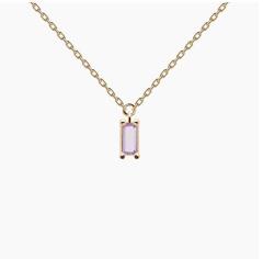 Landou Jewelry 925 Sterling Silver Baguette Solitaire Cubic Zirconia Necklace for Women