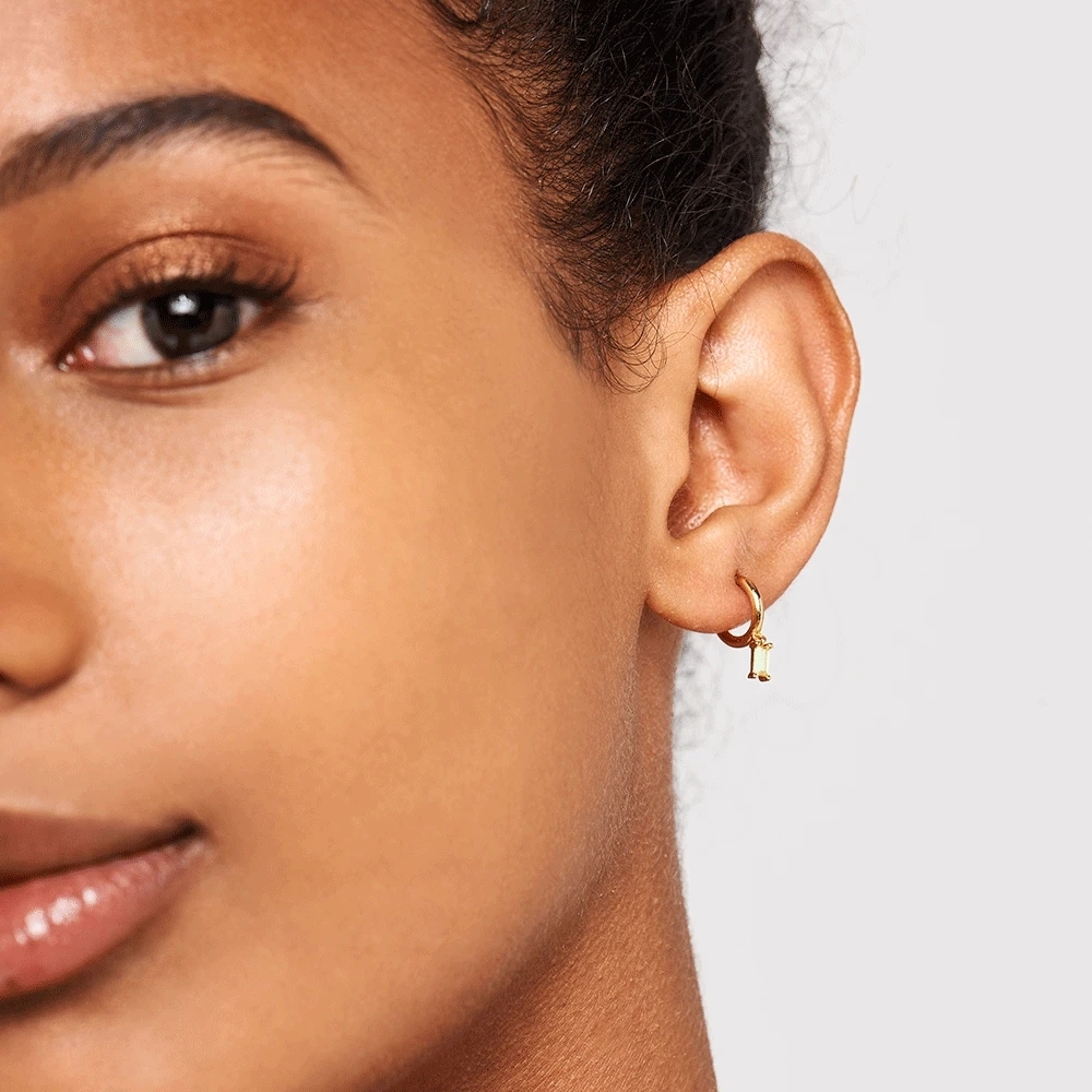 Landou Jewelry 14K Gold Plated Baguette Olive Cubic Zirconia Dangling Earrings