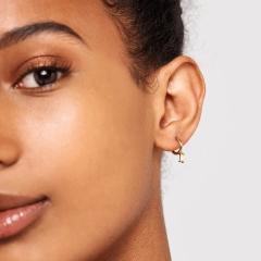 Landou Jewelry 14K Gold Plated Baguette Olive Cubic Zirconia Dangling Earrings