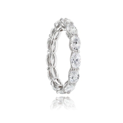 Landou Jewelry Sterling Silver Cubic Zirconia 5x3mm Oval-cut Eternity Band Ring