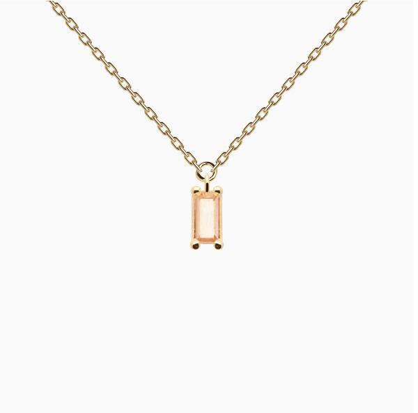 Landou Jewelry 925 Sterling Silver Baguette Solitaire Cubic Zirconia Necklace for Women