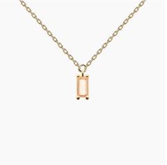 Landou Jewelry 925 Sterling Silver Baguette Solitaire Cubic Zirconia Necklace for Women