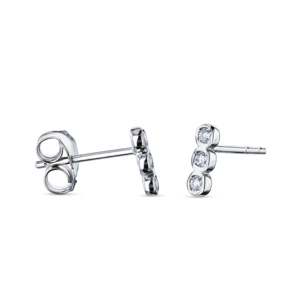 Landou Jewelry 925 Sterling Silver Cubic Zirconia Bezel Set Trio Stud Earrings for Women