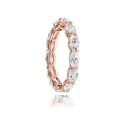 Landou Jewelry Sterling Silver Cubic Zirconia 5x3mm Oval-cut Eternity Band Ring