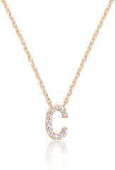 Landou Jewelry 925 Sterling Silver 18K Gold Plated Cubic Zirconia Letter C Necklace