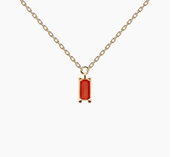 Landou Jewelry 925 Sterling Silver Baguette Solitaire Cubic Zirconia Necklace for Women