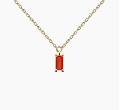 Landou Jewelry 925 Sterling Silver Baguette Solitaire Cubic Zirconia Necklace for Women