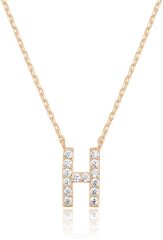 Landou Jewelry 925 Sterling Silver 18K Gold Plated Cubic Zirconia Letter H Necklace
