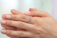 Landou Jewelry 925 Sterling Silver 14K Gold Plated Double Row Micro Pave CZ Ring with Baguette Cubic Zirconia