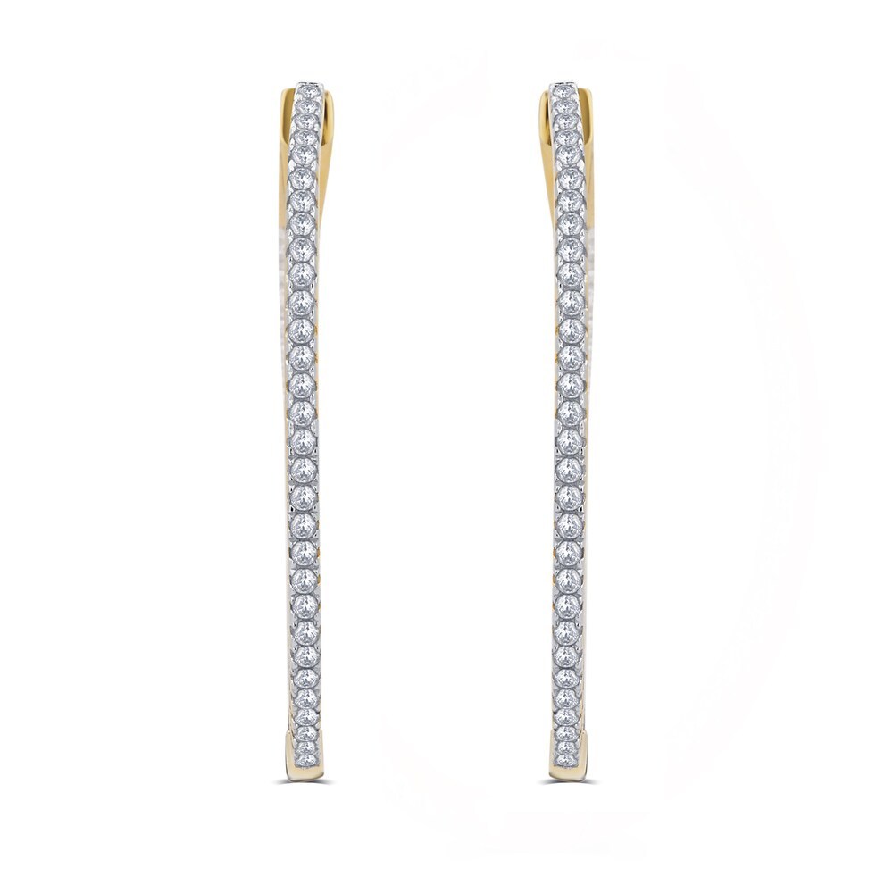 Landou Jewelry 925 Sterling Silver Cubic Zirconia Inside Outside Hoop Earrings