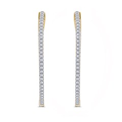 Landou Jewelry 925 Sterling Silver Cubic Zirconia Inside Outside Hoop Earrings